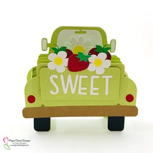 Coffret Carte Camion Vintage Fraise| Fraises | SVG | Carte-cadeau | SVG 3D | Cricut | Silhouettes | dxf | gsd | Modèle |