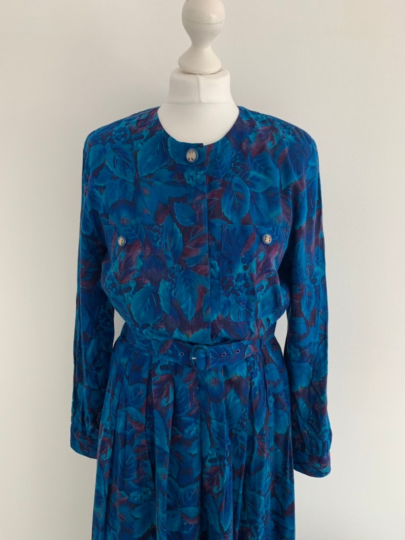 Marion Donaldson Teal and Purple Autumn Winter Dress ~ Size 1012 Vintage 12