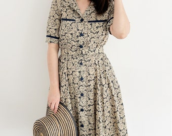 Vintage Liberty London Dress | UK 10 UK 12 | Sunflower Print Cotton Dress by Marion Donaldson