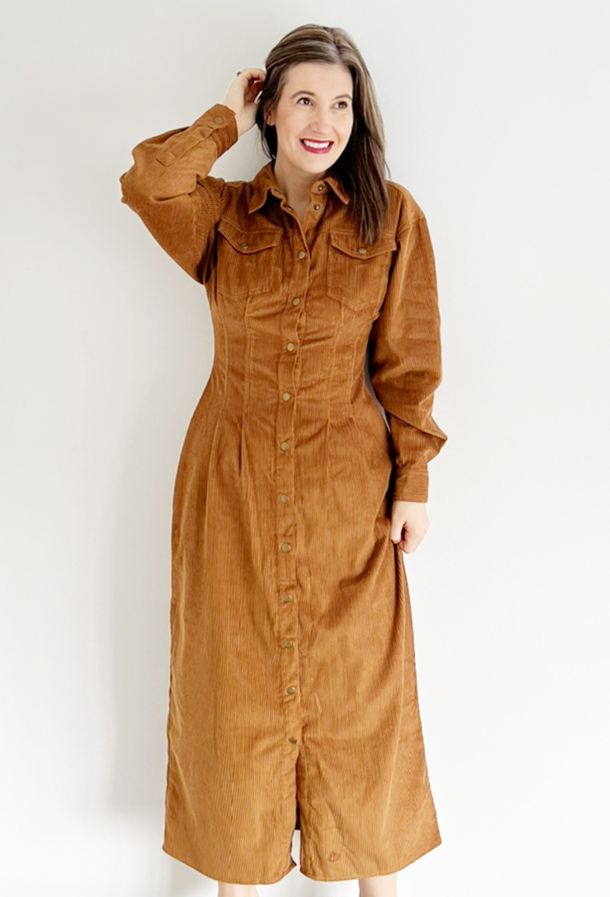 Tan corduroy dress new arrivals
