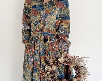 Robe Liberty London vintage | Royaume-Uni 14 | Liberty vintage par Marion Donaldson | Robe midi fleurie en pure laine automne-hiver