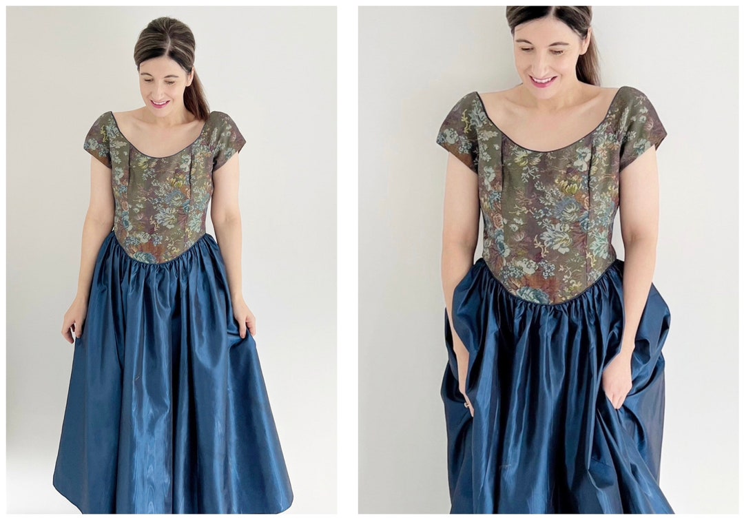 Laura Ashley Taffeta Dress UK 14 Vintage Laura Ashley Blue Etsy