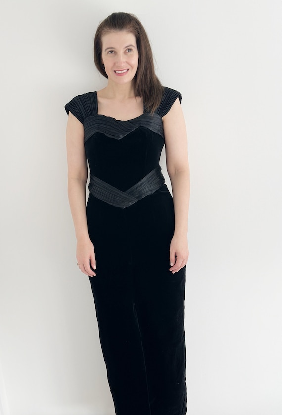 90s Laura Ashley Velvet Maxi Dress Christmas Vintage Dress Occasion  Dress Fitted Black Evening Gown Vintage Party Dress UK 10