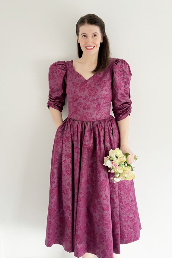 Vintage Laura Ashley Dress | UK 12 | Magenta Pink 