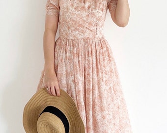 Vintage Laura Ashley Dress | UK 12 | Spring Summer Peach Floral Event Dress | Wedding Guest Dress