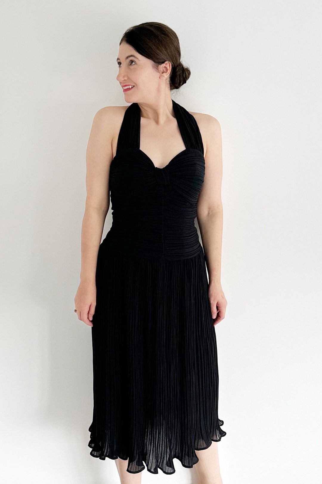 Vintage Cocktail Dress UK 12 Black Halter Evening Dress Etsy