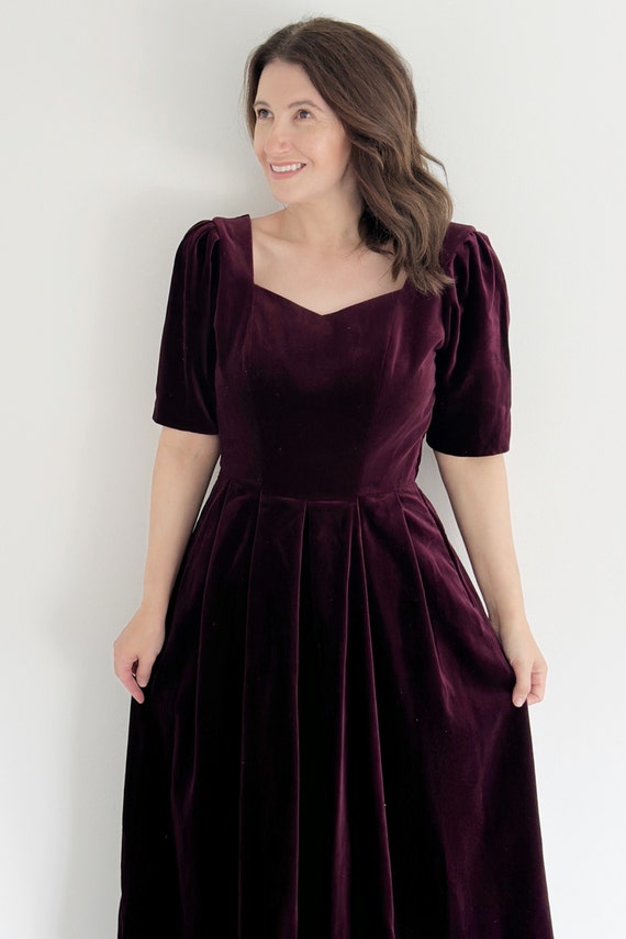 Vintage Laura Ashley Dress UK 12 Today Vintage Wine Velvet Dress Vintage Christmas Dress Wedding Guest Dress Winter Bridesmaid Etsy