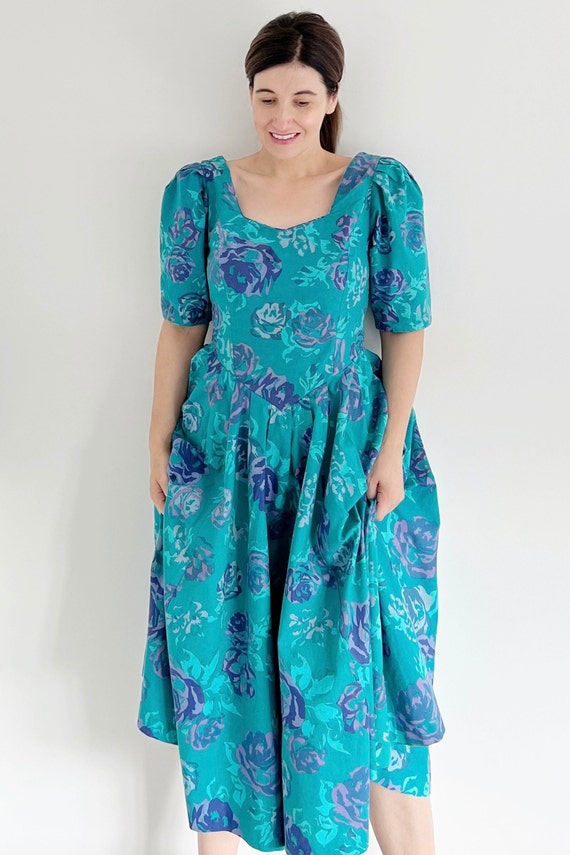 Vintage Laura Ashley Dress | UK 14 | Vintage Turq… - image 1