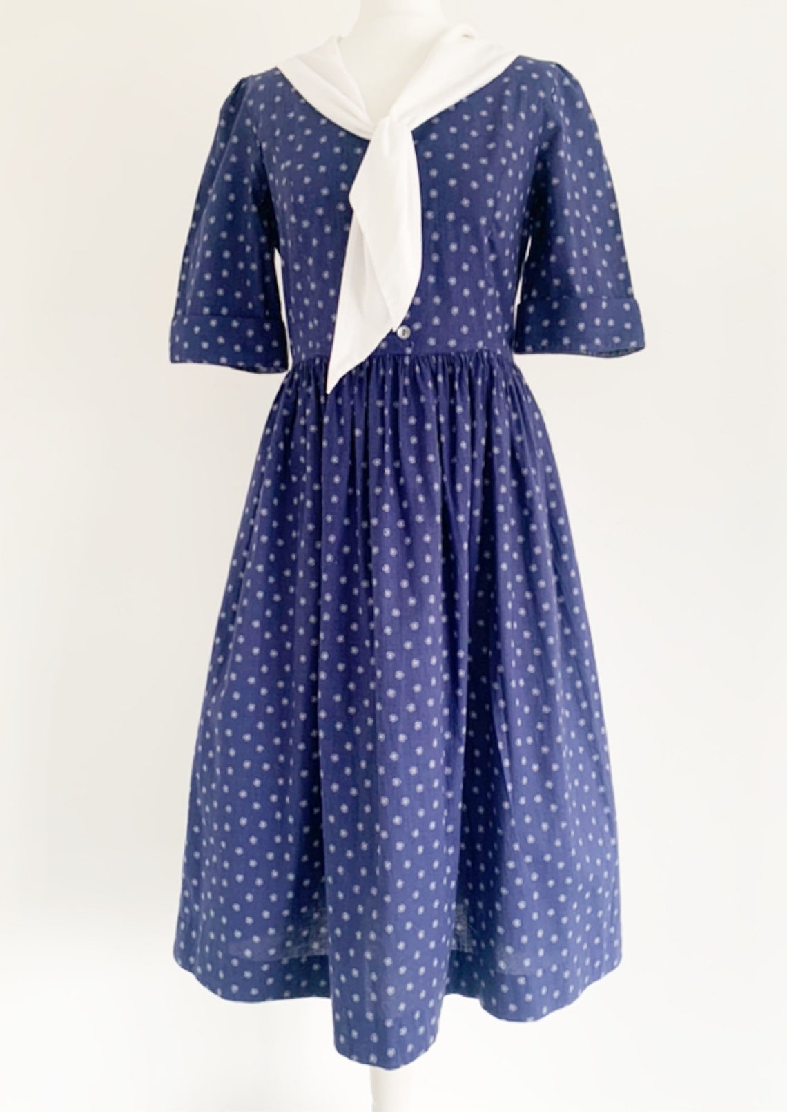 Vintage Laura Ashley Sailor Collar Navy Smock Dress With Etsy Canada