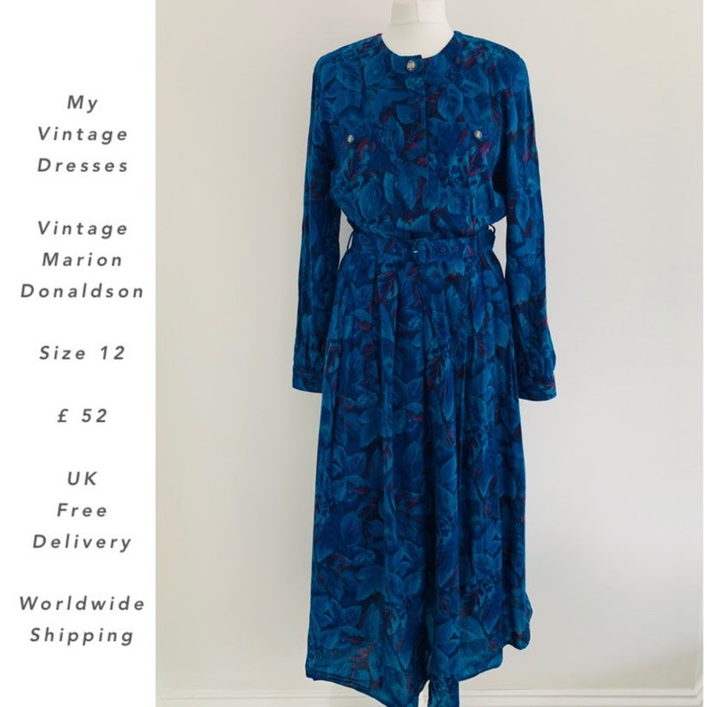 Marion Donaldson Teal and Purple Autumn Winter Dress ~ Size 1012 Vintage 12