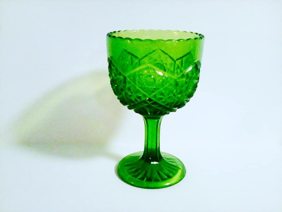 Vintage Green Glass Compote Glass Compote Green Glass Etsy