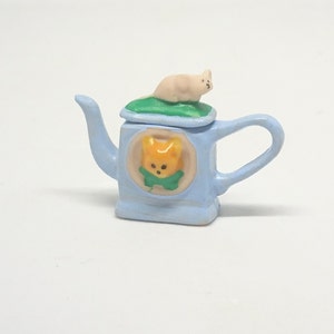 Teapot cat and mouse - light bleu