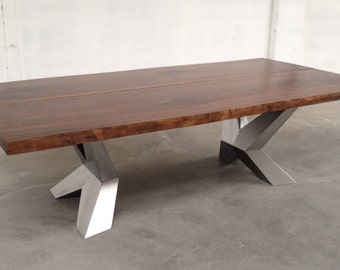 Runder Tisch Massivholzzedernplatte Stahlsockel Etsy