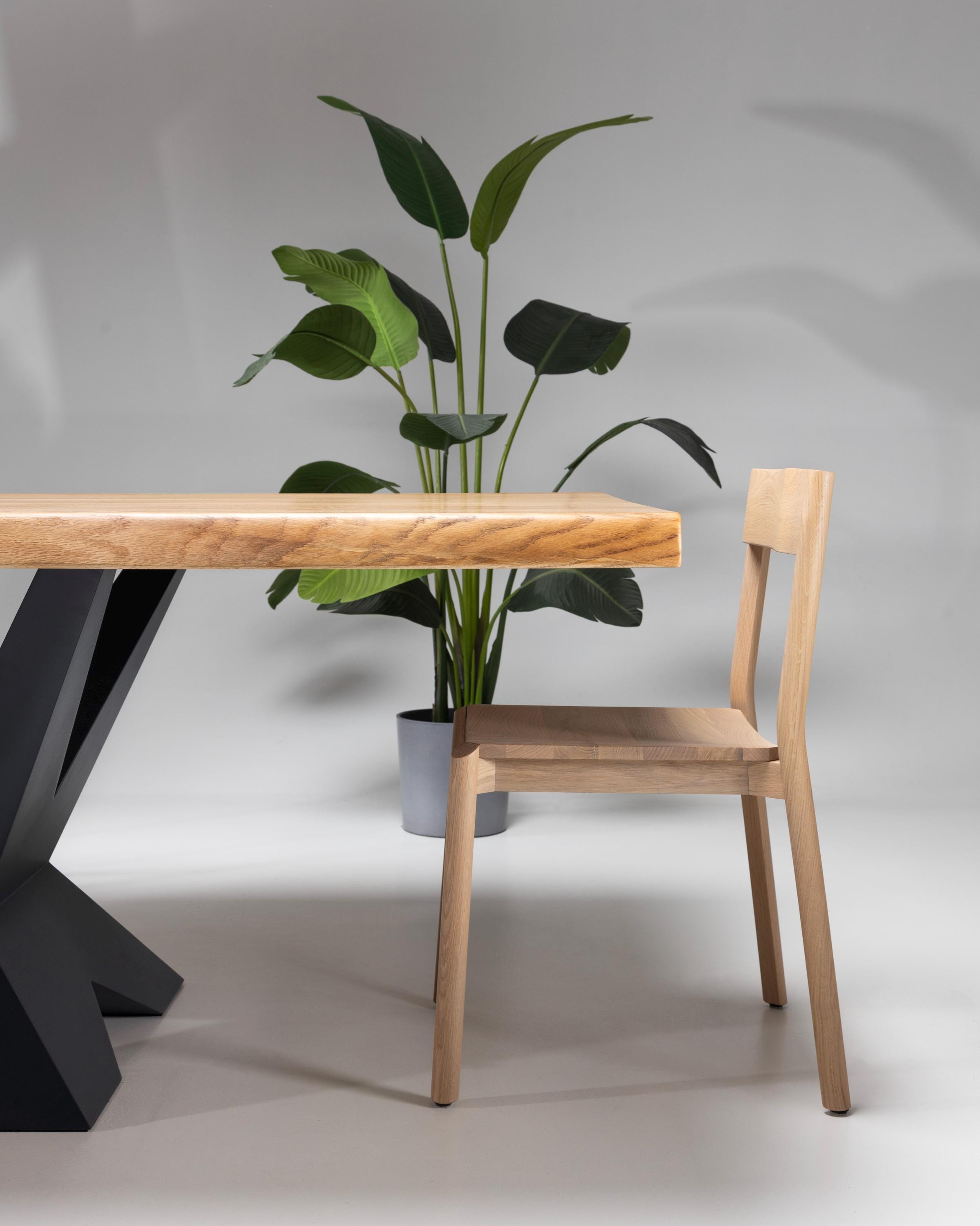 Chaise Empilable En Bois Massif, Finition À L'huile Naturelle, Fabriquée Italie