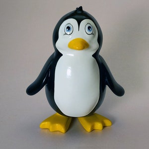 Penguin Figurine: Hand-Painted 3D Printed