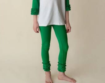 Green Ruffle Leggings