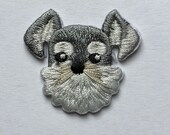 Schnauzer - Embroidered patches - Dog patches - Applique - patch - embroidered - grey and white dog - Embellishment - sew on - iron on