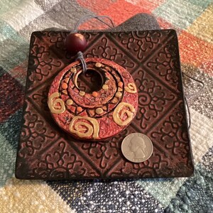 Handmade Boho Artisan Hippie Pendant, One of a Kind,  Polymer Clay Jewelry