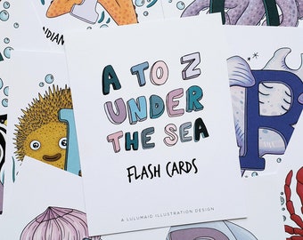 A to Z Under The Sea Alphabet Illustrated Flash Cards
