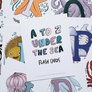 A to Z Under The Sea Alphabet Illustrated Flash Cards