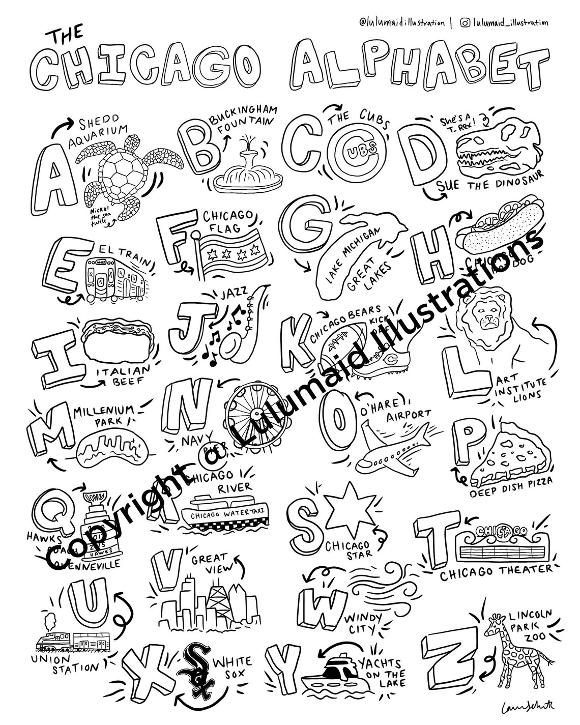 Digital Coloring Page: Chicago Alphabet - Etsy Canada