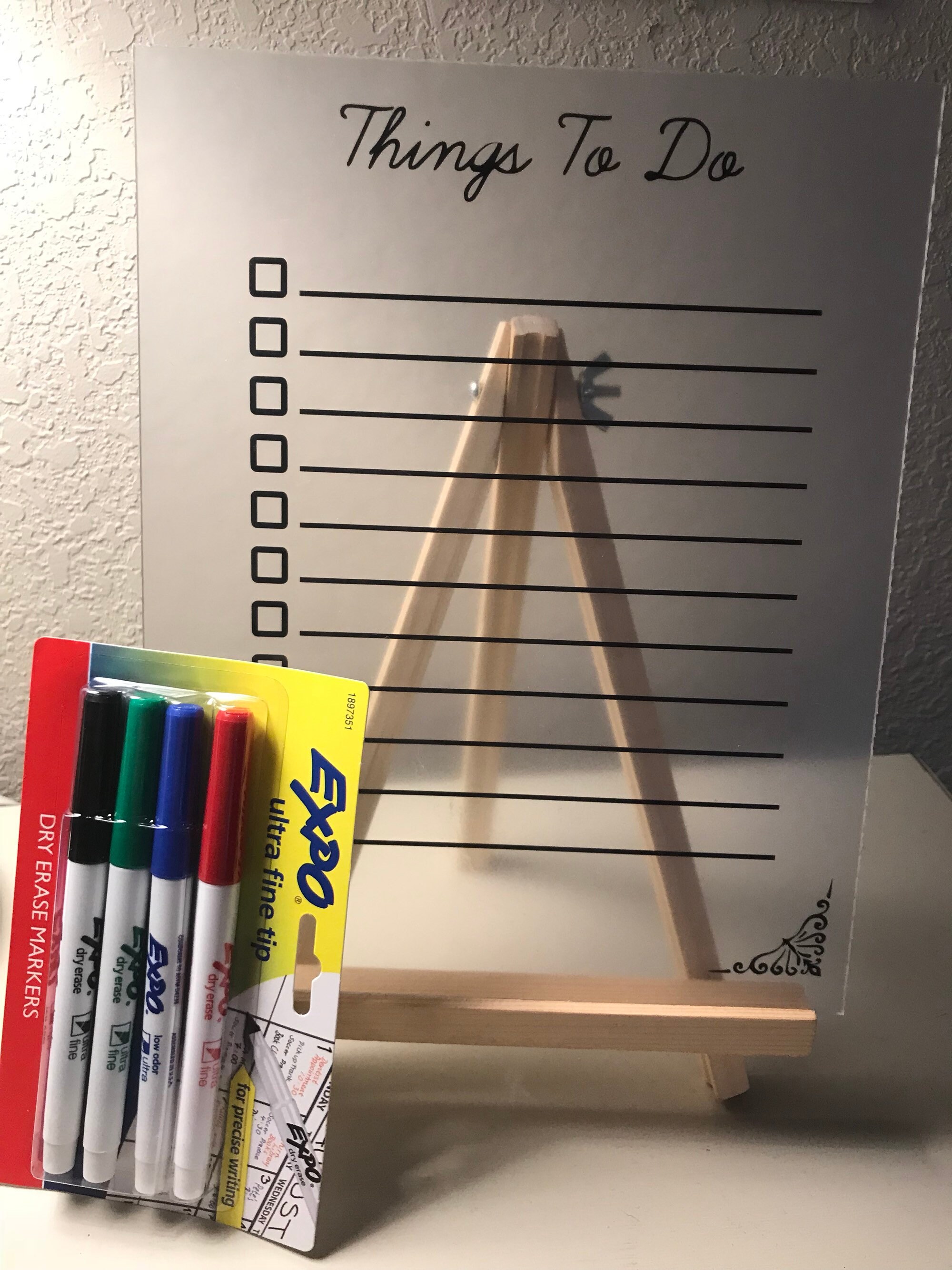 clear-8x10-acrylic-dry-erase-to-do-list-with-wooden-stand-etsy