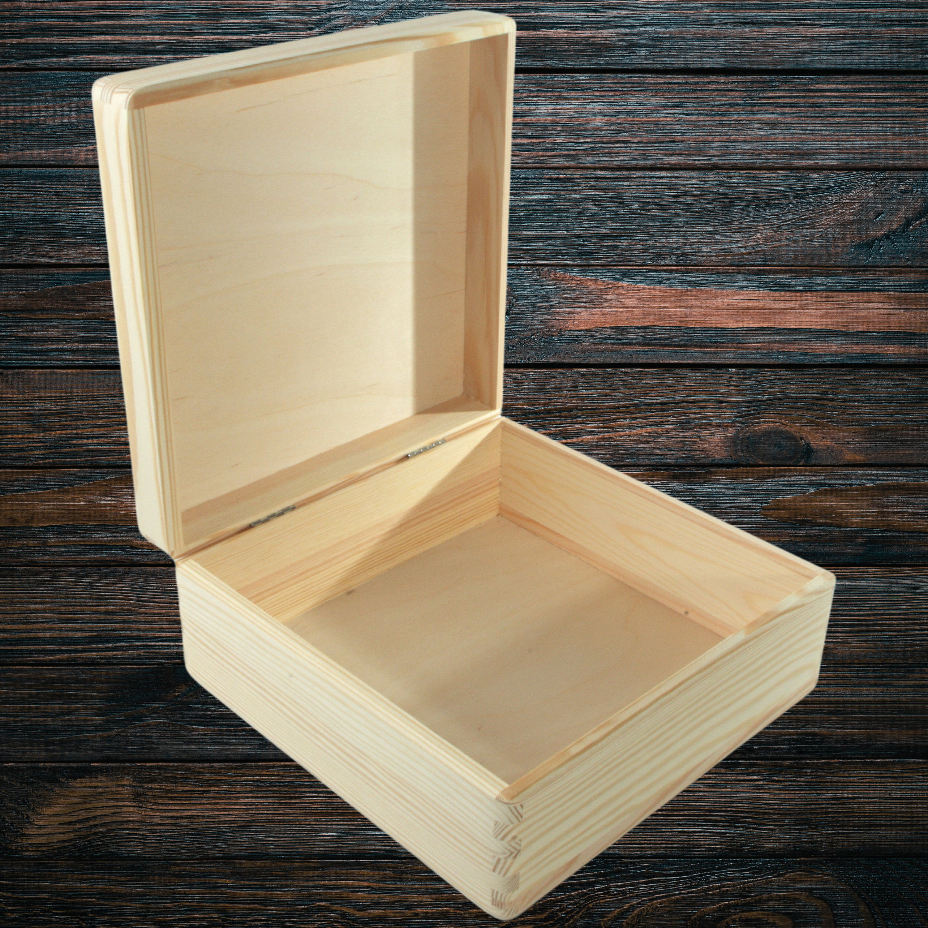 Medium Square Wooden Box With Lid | 25 X 25 X 10.5 Cm | Keepsake