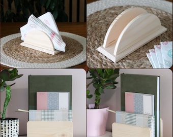 Wooden Letter Rack Holder | Single Section Upright Paper Desk Storage Mail Post Stand Organiser | Unpainted Pine To Decorate