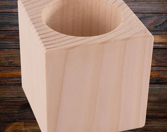 Paintable Pinewood Desk Tidy Organiser | School Office Pen Pot | Brush Pencil Holder Makeup & Art Stationery Storage Versatile Desk Tidy