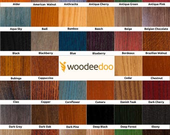 Woodeedoo Water Based Wood Stain 40 Colours Wood Dye Ready to Use Eco-Friendly Solvent & Odour Free Fast Drying | Easy to Apply 10–12sqm/L