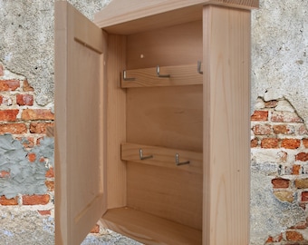 Wooden Key Cabinet | 5 Hooks | Wall Mounted Box Key&#39;s Rack Hanging Holder Cupboard Rack Organiser |  Paintable Decorative Wood