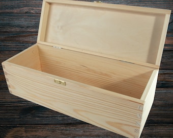 Large Long Wooden Box | 37 X 14 X 12.5 Cm | Prosecco Size Oblong