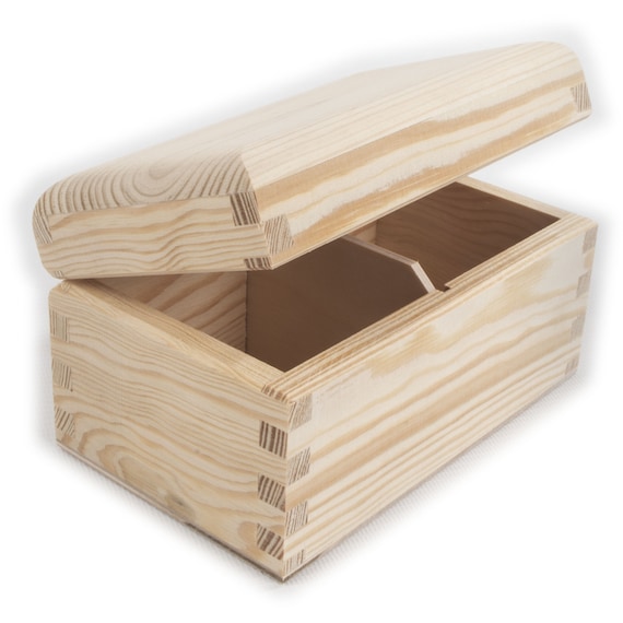Solid Wood Storage Box with Handle and Three Compartments, Size:  L37xW28xH27 cm - furniteam