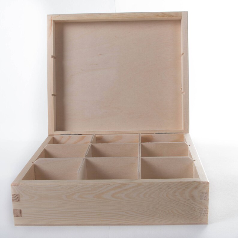 Plain Wooden Square Storage Box With Hinged Lid/ 9 Etsy