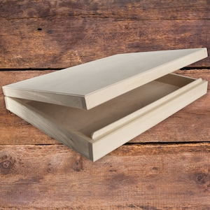 Scatola in legno A4 / Scatola sottile e poco profonda per documenti, certificati, foto, ricordo, regalo, contenitore per ricordi / Legno grezzo semplice / Scatola artigianale