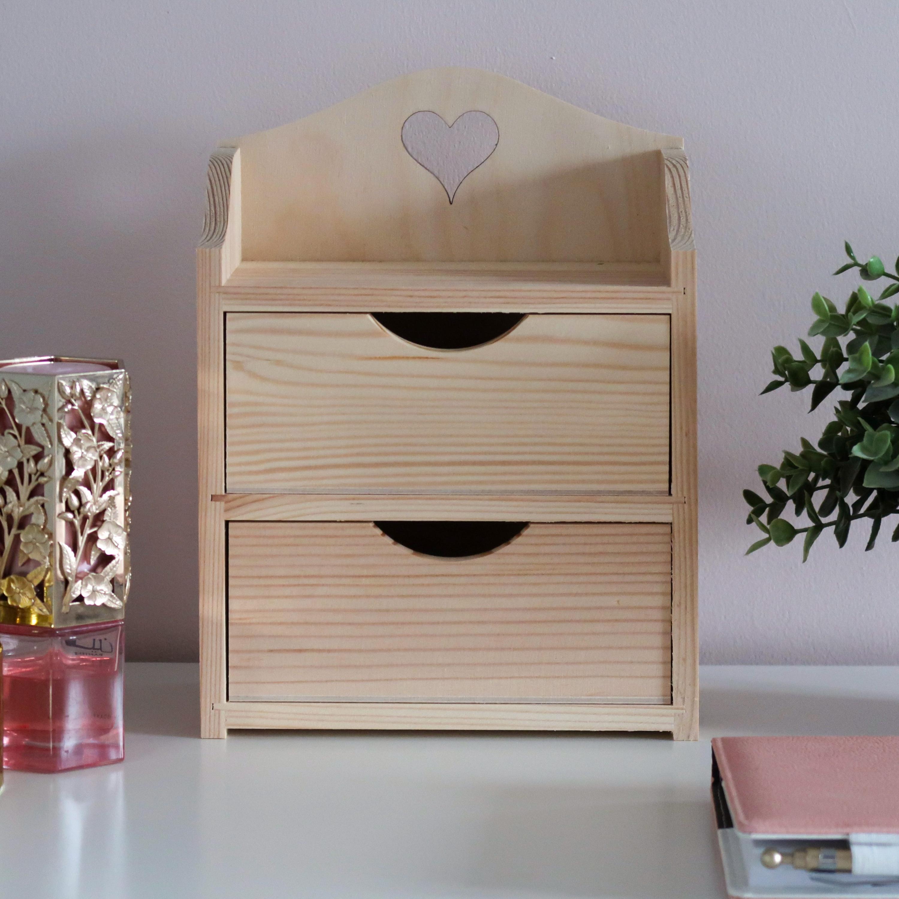 Decorative Wooden Mini Chest of Drawers Jewellery Box Make-up Trinket ...