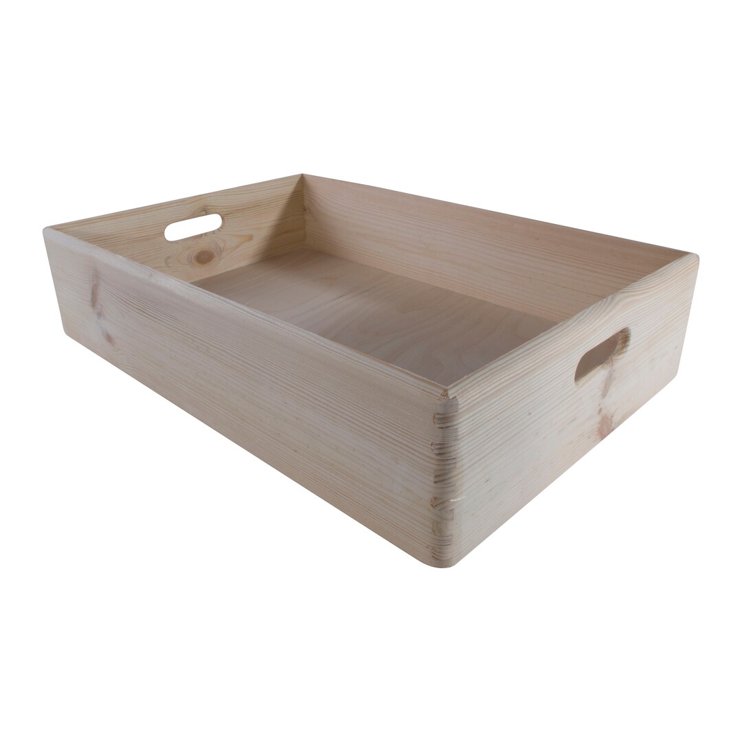 Extra Large Wooden Underbed Storage Crate Box Cutout Handles Non