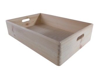 Extra Large Wooden Under-bed  Storage Crate Box | Cut-out Handles Non-lidded Container Organiser | Unfinished Paintable Wood To Decorate