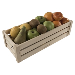 Long Plain Wooden Crate | Slatted Storage Presentation Display Apple Fruit Shelf Basket Gift Hamper Box | Untreated Raw Decorative Pine