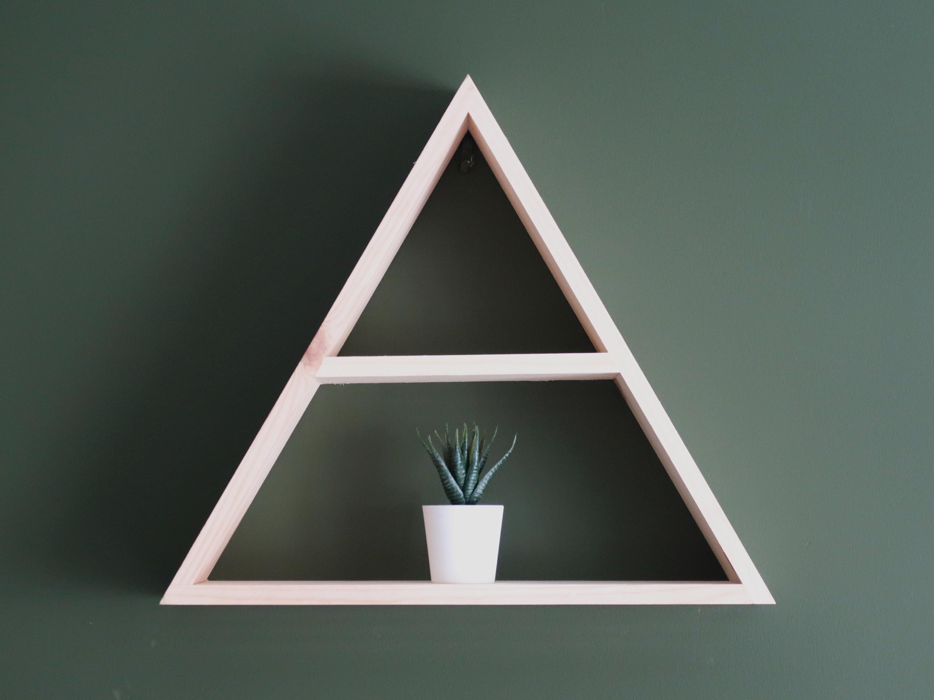 Triangle Wooden Shelf Storage Unit Display Rack | Hanging or