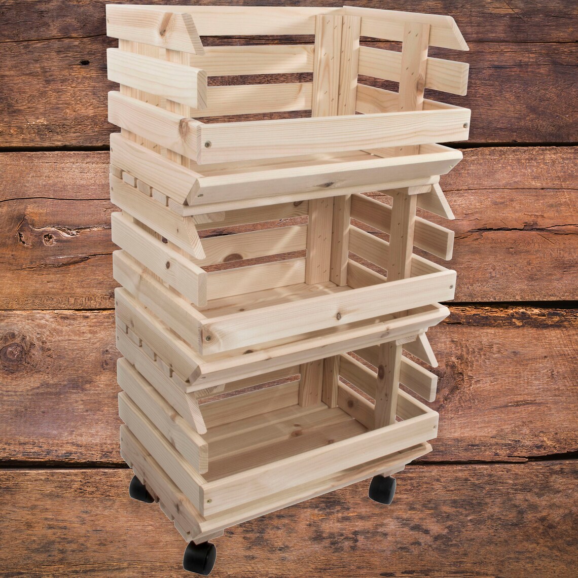 3 Tier Wooden Vegetable Food Storage Rack Trolley Storage - Etsy UK