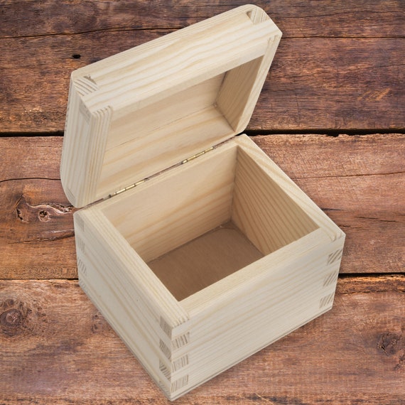 Petite boîte de cube de rangement en bois vierge avec couvercle 9,5x8x8cm  Trinket Jewellery Memory Case Arts et artisanat de découpage Pin non peint  -  France