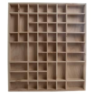 Large Wooden Trinket Display Shelf 51 Compartments Wall Hanging Unit Shelves Organiser Plain Unpainted Natural Decorative Wood image 4