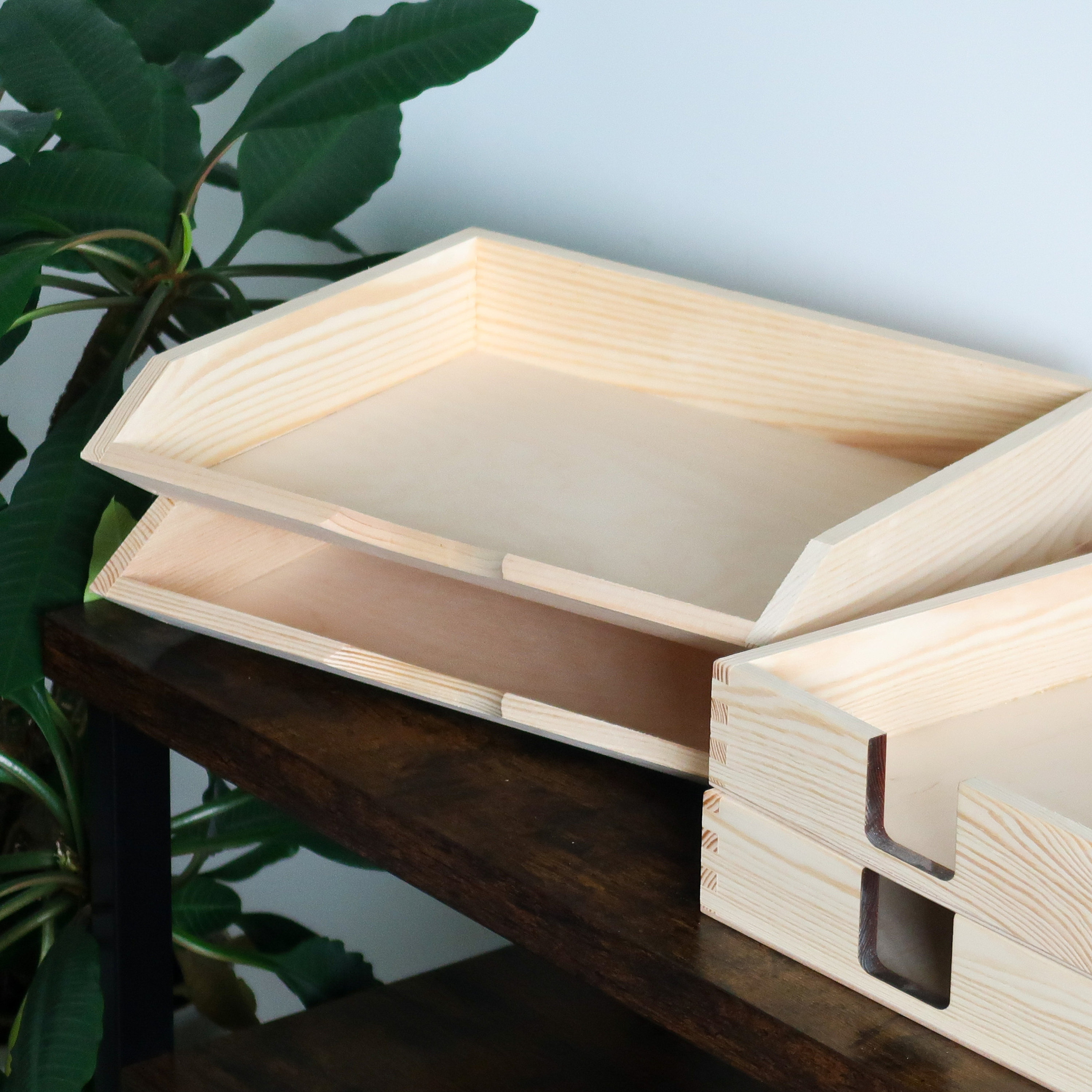 Wooden Stackable A4 Paper Tray Landscape Letter Magazine Office File ...