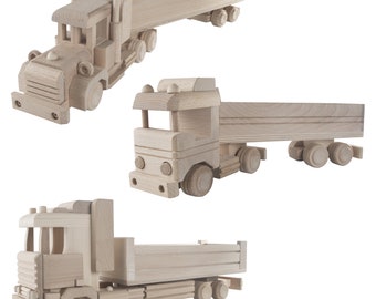 Wooden Transport Vehicles Lorry Truck HGV | Handmade Toy | Plain Untreated Decorative Beechwood | For Kids 3 Years Plus