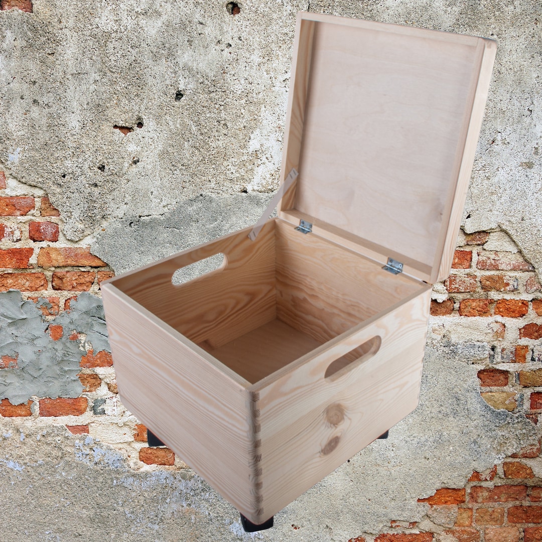 Cube Deep Wooden Storage Box With Cut-out Handles & Wheels | Square Toy ...