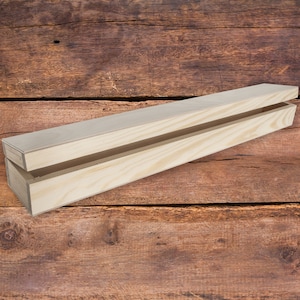 Oblong Plain Wooden Long Box With Lid | 47x7x5.5 cm | Candle Storage Gift Case | Paintable Pine For Craft