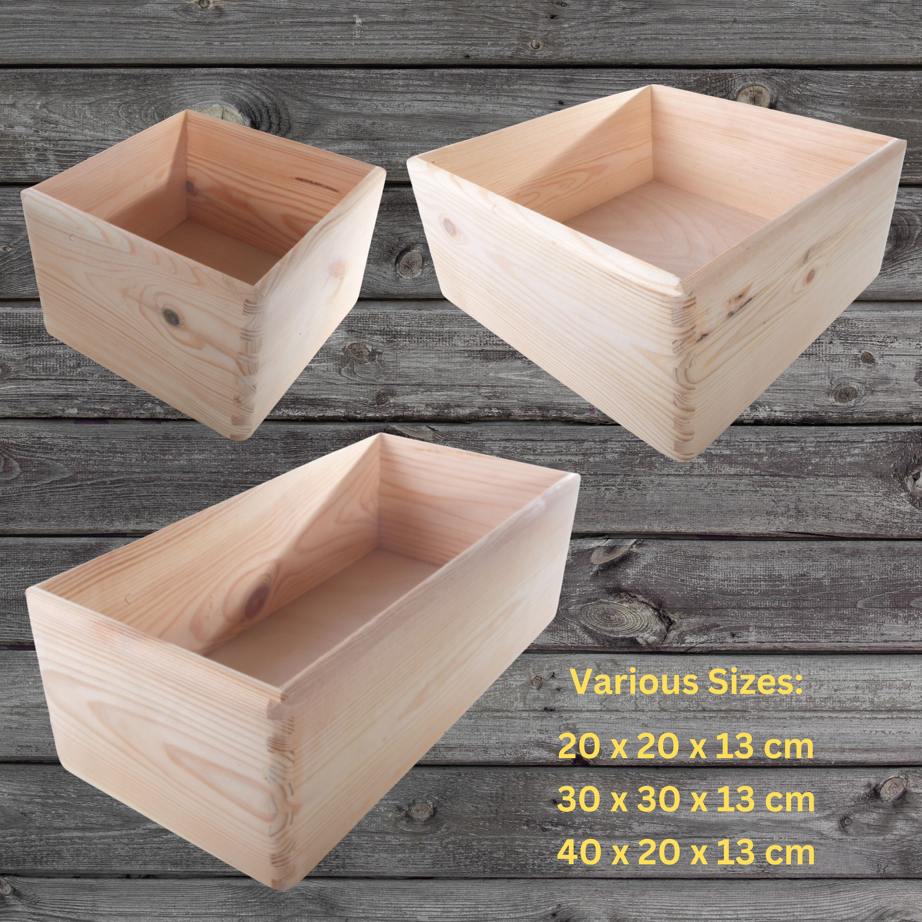 Wooden Storage Containers | Choice of Sizes | Non-lidded Boxes