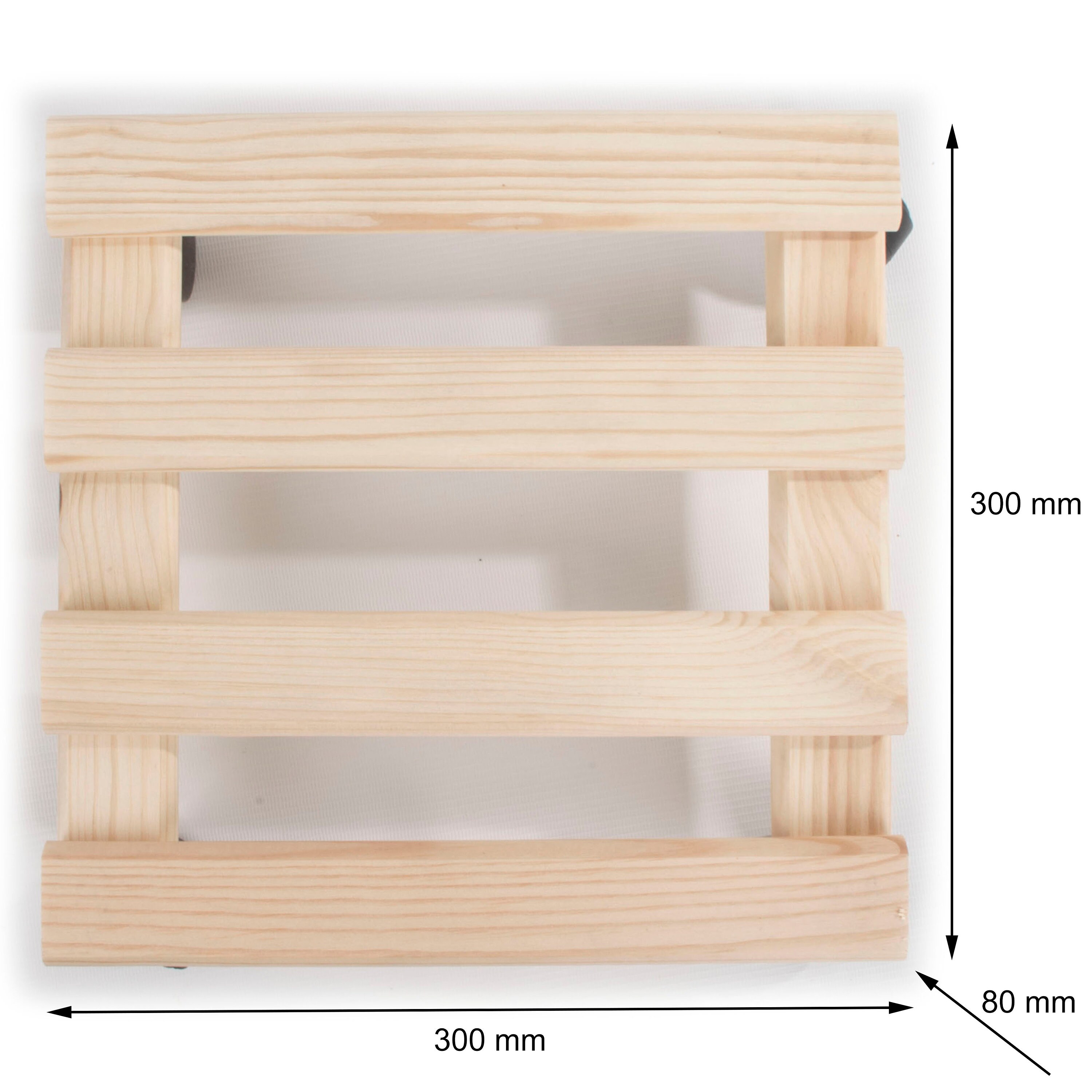 Round Wooden Plant Caddy Pot Stand Trolley Flower Mover With Wheels 34.5cm Indoor Planter Display | Unfinished Natural Pine
