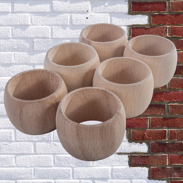 Wooden Napkin Rings | Ø 43mm | Round Serviette Holders | Party Dinner Tabletop Dining Wood Decor | Unpainted Natural Beech To Decorate